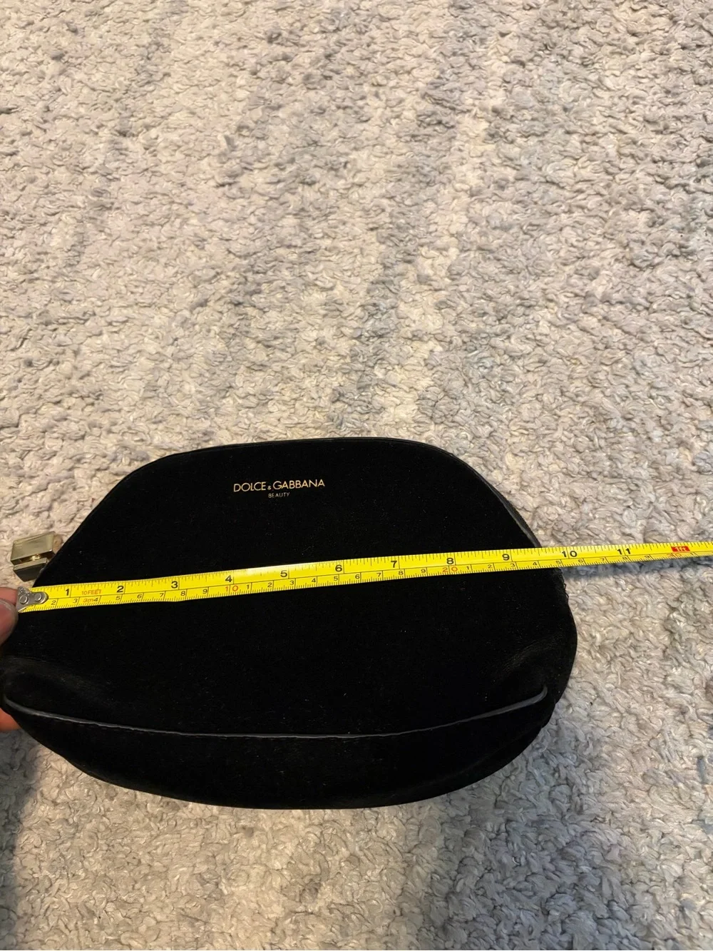 Dolce & Gabbana Beauty Black Velvet Cosmetic Makeup Bag Pouch Gold Zipper